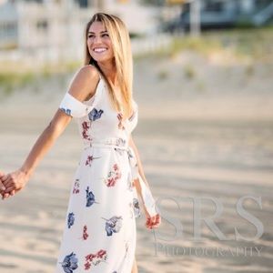Bardot floral midi dress